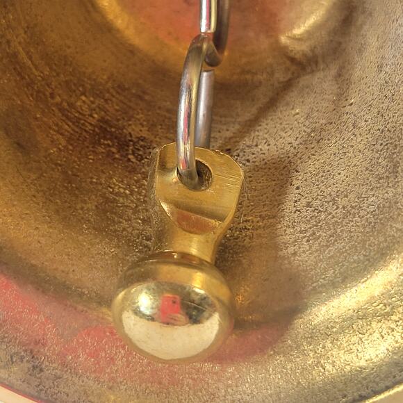 3 Large Brass Bells, Wooden Handles Christmas School Teacher Farm Collectible - Picture 8 of 14